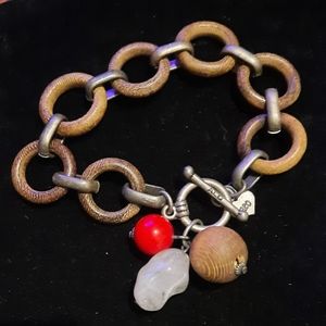 American Eagle outfitters Wood link Bracelet with Beads